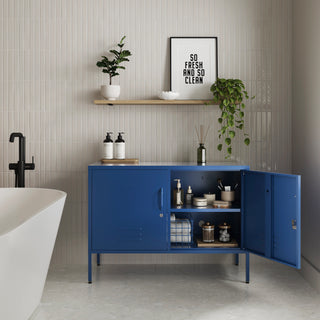 The Oxford - Side Table/TV Stand Storage Locker In Navy Blue - Urban Lockers