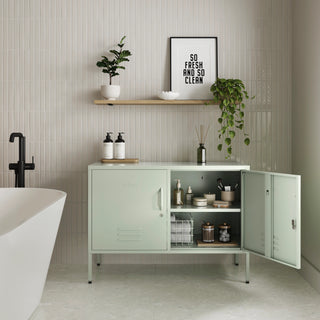 The Oxford - Side Table/TV Stand Storage Locker In Sage - Urban Lockers