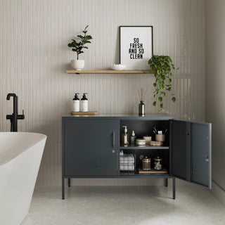 The Oxford - Side Table/TV Stand Storage Locker In Slate Grey - Urban Lockers