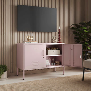 The Oxford - Side Table/TV Stand Storage Locker In Light Pink - Urban Lockers