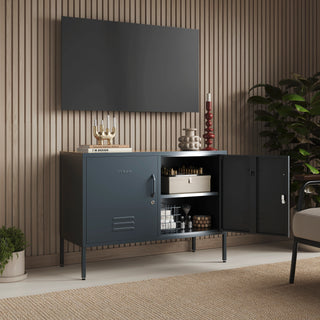 The Oxford - Side Table/TV Stand Storage Locker In Slate Grey - Urban Lockers