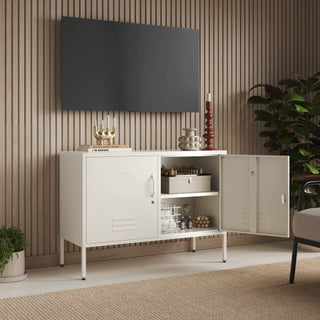 The Oxford - Side Table/TV Stand Storage Locker In Vanilla - Urban Lockers