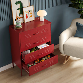 The Harrow - Industrial Style Metal Drawers In Red - Urban Lockers