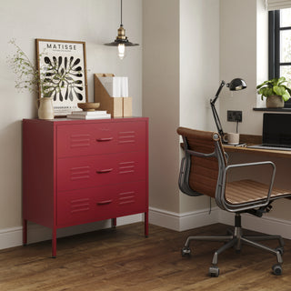 The Lambeth - Industrial Style Metal Drawers In Red - Urban Lockers