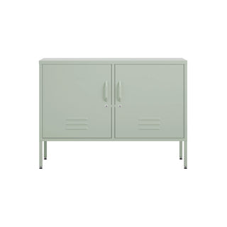 The Oxoford metal side table locker in sage green