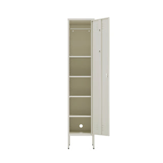 The Bexley single-door tall storage locker in vanilla, with the door open