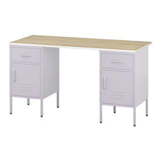 The Double Bromley Children/Teenage Desk with Lilac Lockers - Oak Desktop - Urban Lockers
