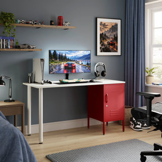 The Camden Children/Teenage Desk with Red Locker - White Desktop - Urban Lockers