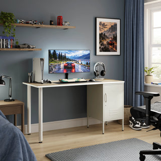 The Camden Children/Teenage Desk with Vanilla Locker - Oak Desktop - Urban Lockers