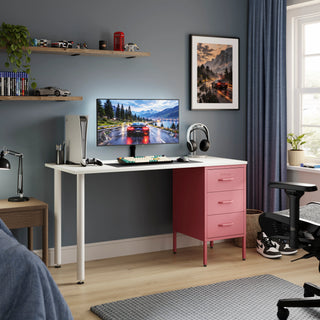The Richmond Children/Teenage Desk with Flamingo Drawers - White Desktop - Urban Lockers