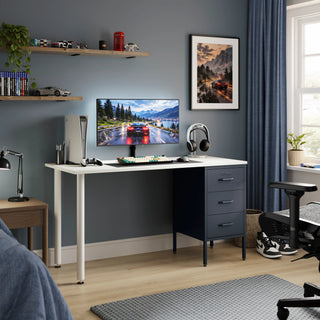 The Richmond Children/Teenage Desk with Slate Grey Drawers - White Desktop - Urban Lockers