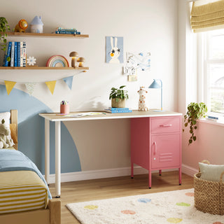 The Bromley Children/Teenage Desk with Flamingo Locker - Oak Desktop - Urban Lockers