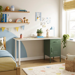 The Bromley Children/Teenage Desk with Forest Locker - Oak Desktop - Urban Lockers