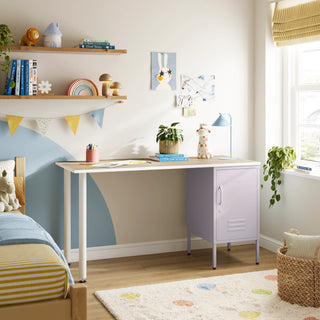 The Camden Children/Teenage Desk with Lilac Locker - Oak Desktop - Urban Lockers