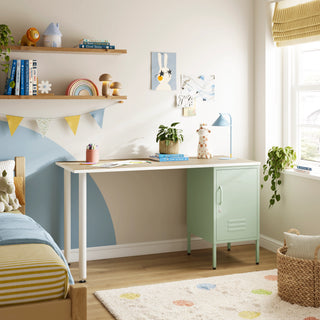The Camden Children/Teenage Desk with Sage Locker - Oak Desktop - Urban Lockers