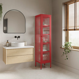 The Wimbledon - Fluted Glass Single Door Locker In Red - Urban Lockers