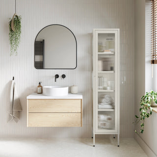 The Wimbledon - Fluted Glass Single Door Locker In Vanilla - Urban Lockers