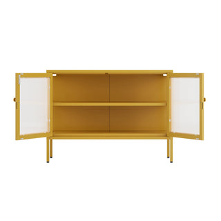 The Cambridge - Fluted Glass Sideboard Locker In Mustard - Urban Lockers