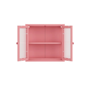 The Chester - Fluted Glass Wall Cabinet In Flamingo - Urban Lockers