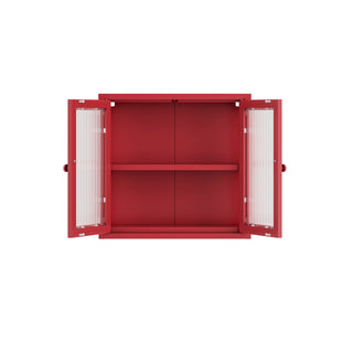 The Chester - Fluted Glass Wall Cabinet In Red - Urban Lockers