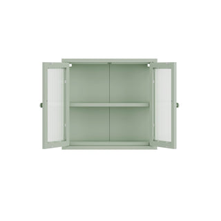 The Chester - Fluted Glass Wall Cabinet In Sage - Urban Lockers