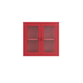 The Chester - Fluted Glass Wall Cabinet In Red - Urban Lockers
