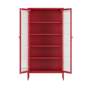 The Regent - Fluted Glass Double Door Locker In Red - Urban Lockers