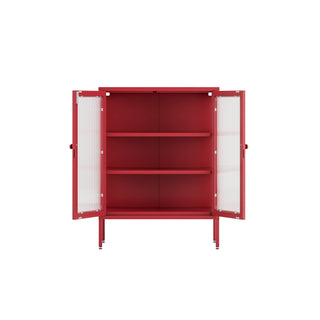 The Soho - Fluted Glass Double Door Locker In Red - Urban Lockers