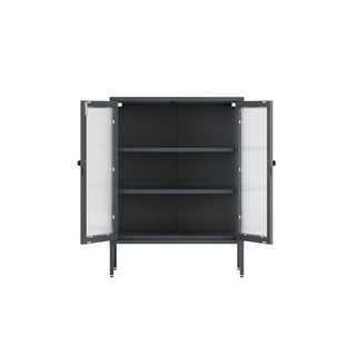 The Soho - Fluted Glass Double Door Locker In Slate Grey - Urban Lockers