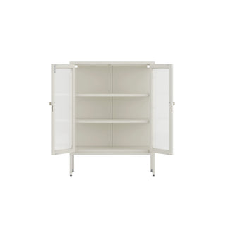 The Soho - Fluted Glass Double Door Locker In Vanilla - Urban Lockers
