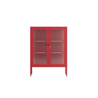 The Soho - Fluted Glass Double Door Locker In Red - Urban Lockers