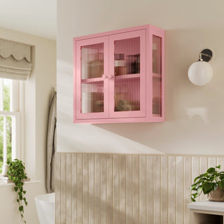 The Chester - Fluted Glass Wall Cabinet In Flamingo - Urban Lockers