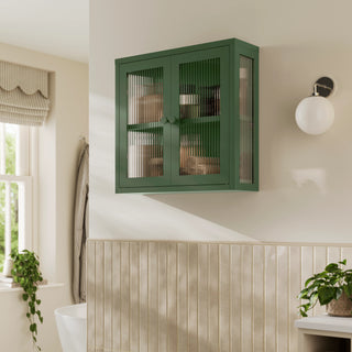 The Chester - Fluted Glass Wall Cabinet In Forest - Urban Lockers