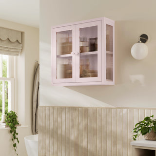 The Chester - Fluted Glass Wall Cabinet In Light Pink - Urban Lockers