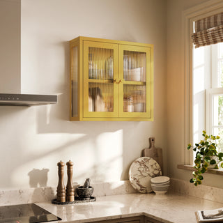 The Chester - Fluted Glass Wall Cabinet In Mustard - Urban Lockers