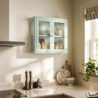 The Chester - Fluted Glass Wall Cabinet In Sage - Urban Lockers