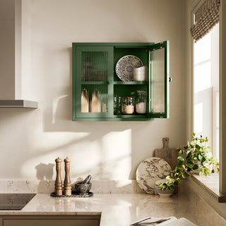 The Chester - Fluted Glass Wall Cabinet In Forest - Urban Lockers