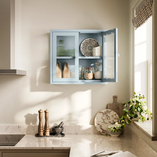 The Chester - Fluted Glass Wall Cabinet In Sky Blue - Urban Lockers