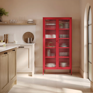 The Regent - Fluted Glass Double Door Locker In Red - Urban Lockers