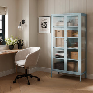 The Regent  - Fluted Glass Double Door Locker In Sky Blue - Urban Lockers