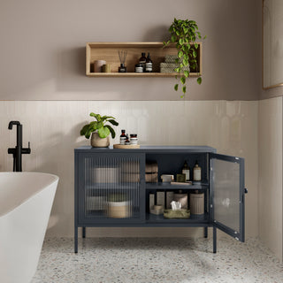 The Cambridge - Fluted Glass Sideboard Locker In Slate Grey - Urban Lockers