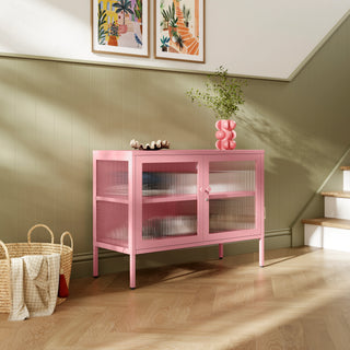 The Cambridge - Fluted Glass Sideboard Locker In Flamingo - Urban Lockers