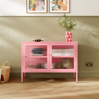 The Cambridge - Fluted Glass Sideboard Locker In Flamingo - Urban Lockers