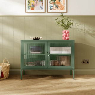 The Cambridge - Fluted Glass Sideboard Locker In Forest - Urban Lockers