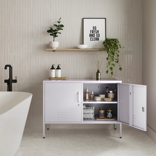 The Oxford  - Side Table/TV Stand Storage Locker In Lilac - Urban Lockers