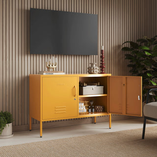 The Oxford  - Side Table/TV Stand Storage Locker In Mustard - Urban Lockers