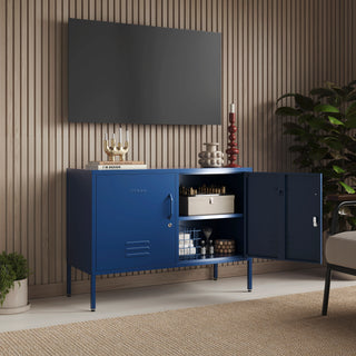 The Oxford  - Side Table/TV Stand Storage Locker In Navy Blue - Urban Lockers