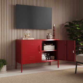 The Oxford  - Side Table/TV Stand Storage Locker In Red - Urban Lockers